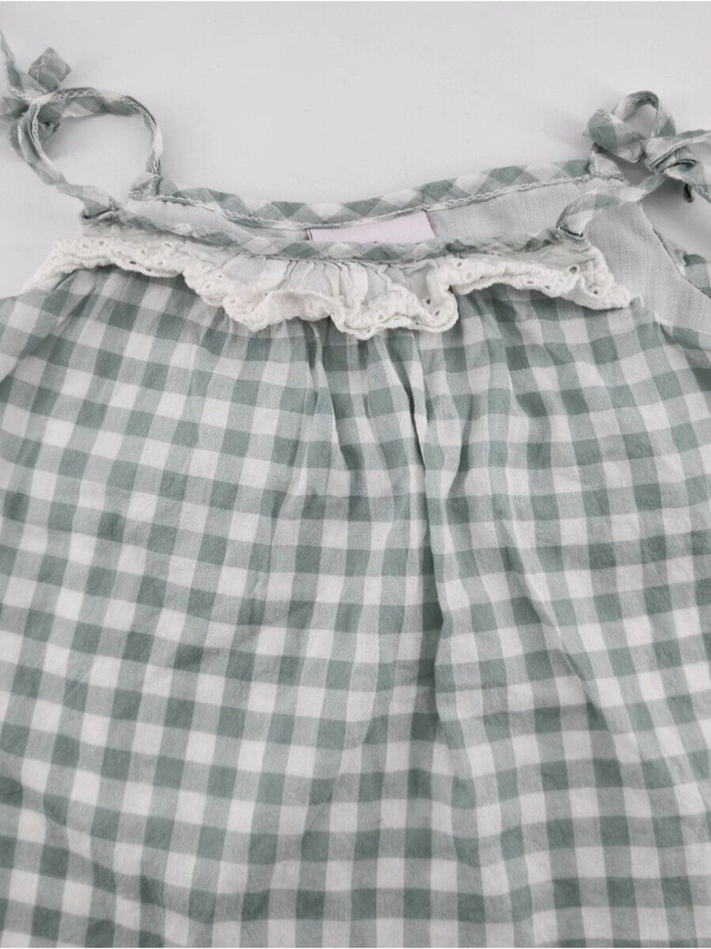 Tommy Bahama Sage Green & White Gingham Tie-Strap Top - Picture 2 of 3